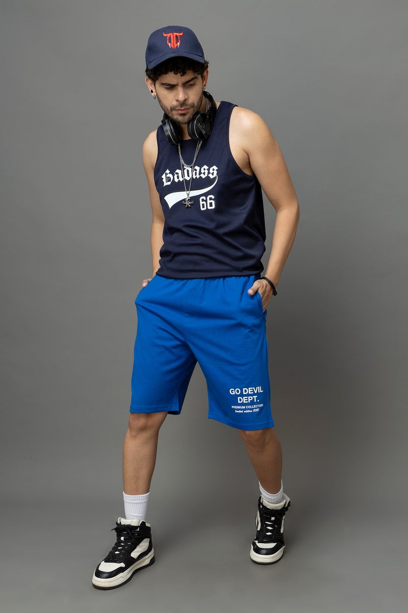 Go Devil Printed Blue Shorts For Men - Image 3